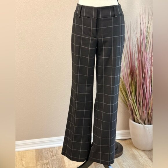 Ann Taylor LOFT Black & Gray Windowpane Julie Fit Pants Trousers Size 2 - Picture 1 of 6